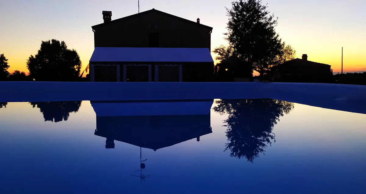 The swimming pool at B&B Il Frattiero seen from above